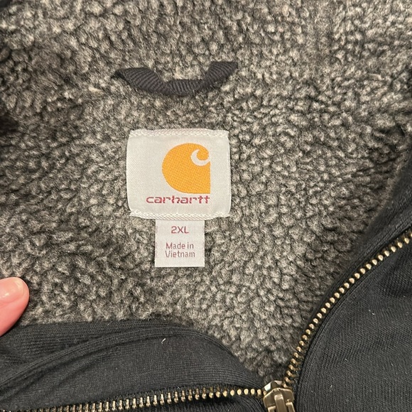 Carhartt Black Zip-Up Hoodie MENS RAIN DEFENDER 2XL - Picture 4 of 9